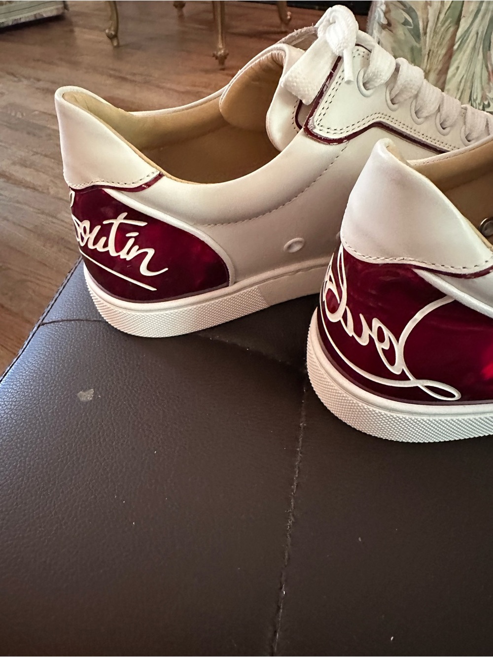 Christian Louboutin Ladies White Leather Sneakers - Picture 5 of 9